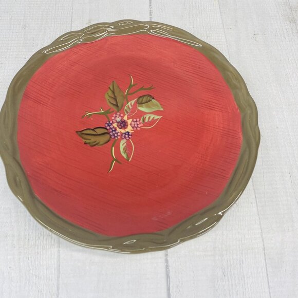 Tracy Porter THE OCTAVIA HILL COLLECTION  Red Embossed 8" Salad Plates Set of 3 - Picture 4 of 13